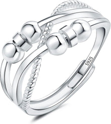 Silber Angst Ring 925 Sterling Silber Anti Stress Fidget Ringe
