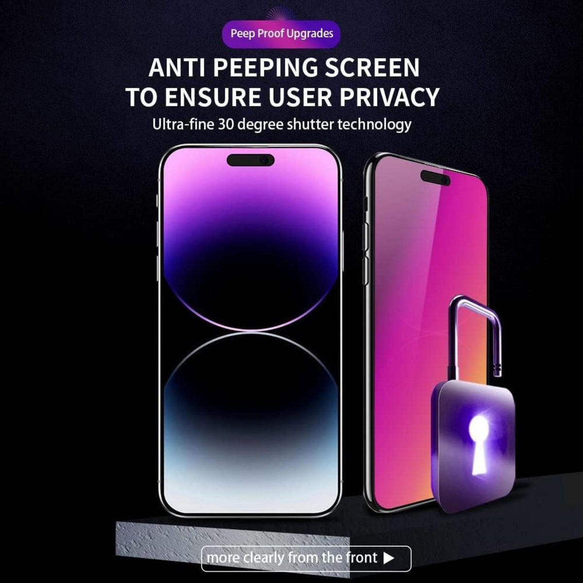 iPhone 14 Pro/iPhone 15 Panzerglas Sichtschutzfolie Anti-Blaulicht