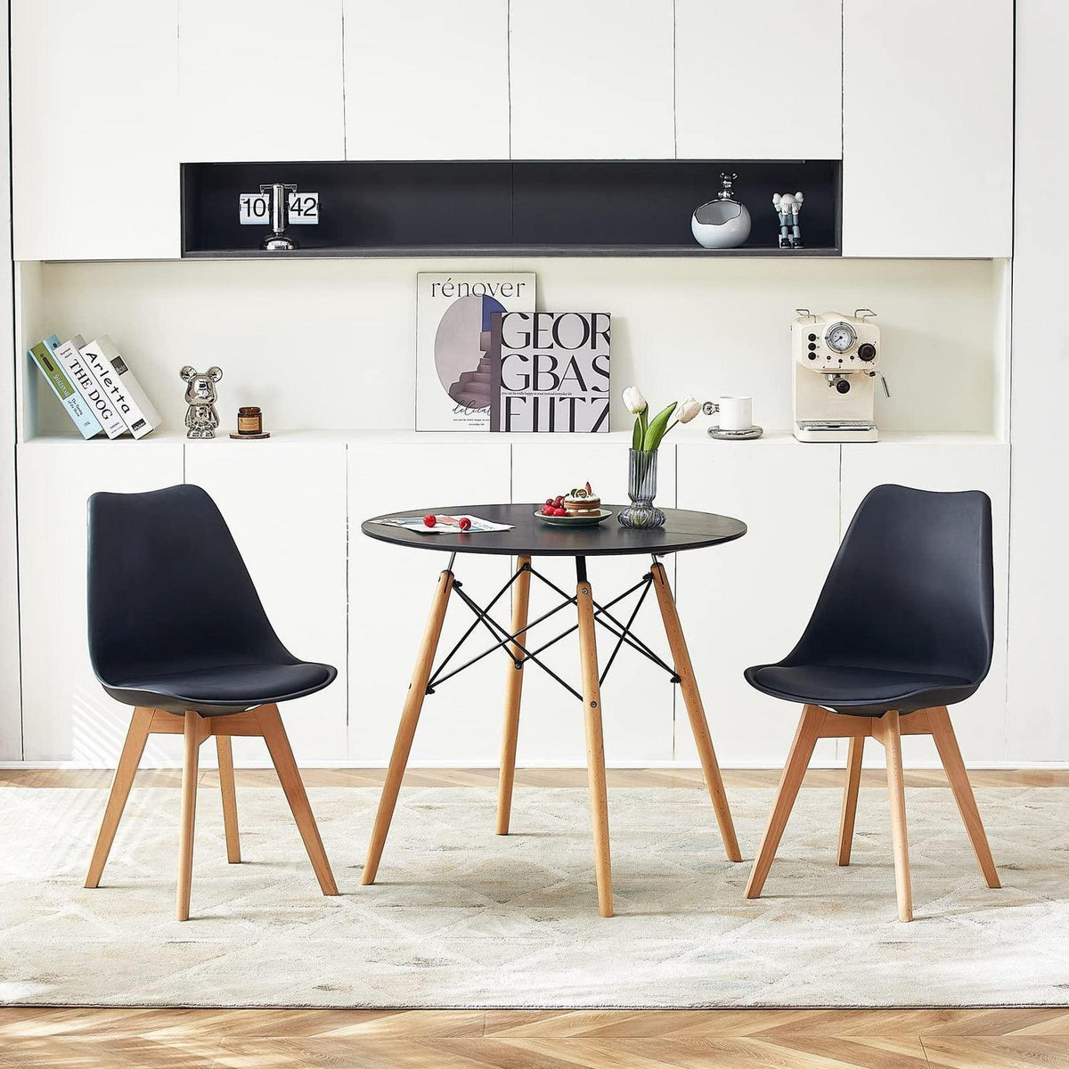 Essgruppe Schwarz: Tisch mit 2 Stühlen für Küche/Esszimmer