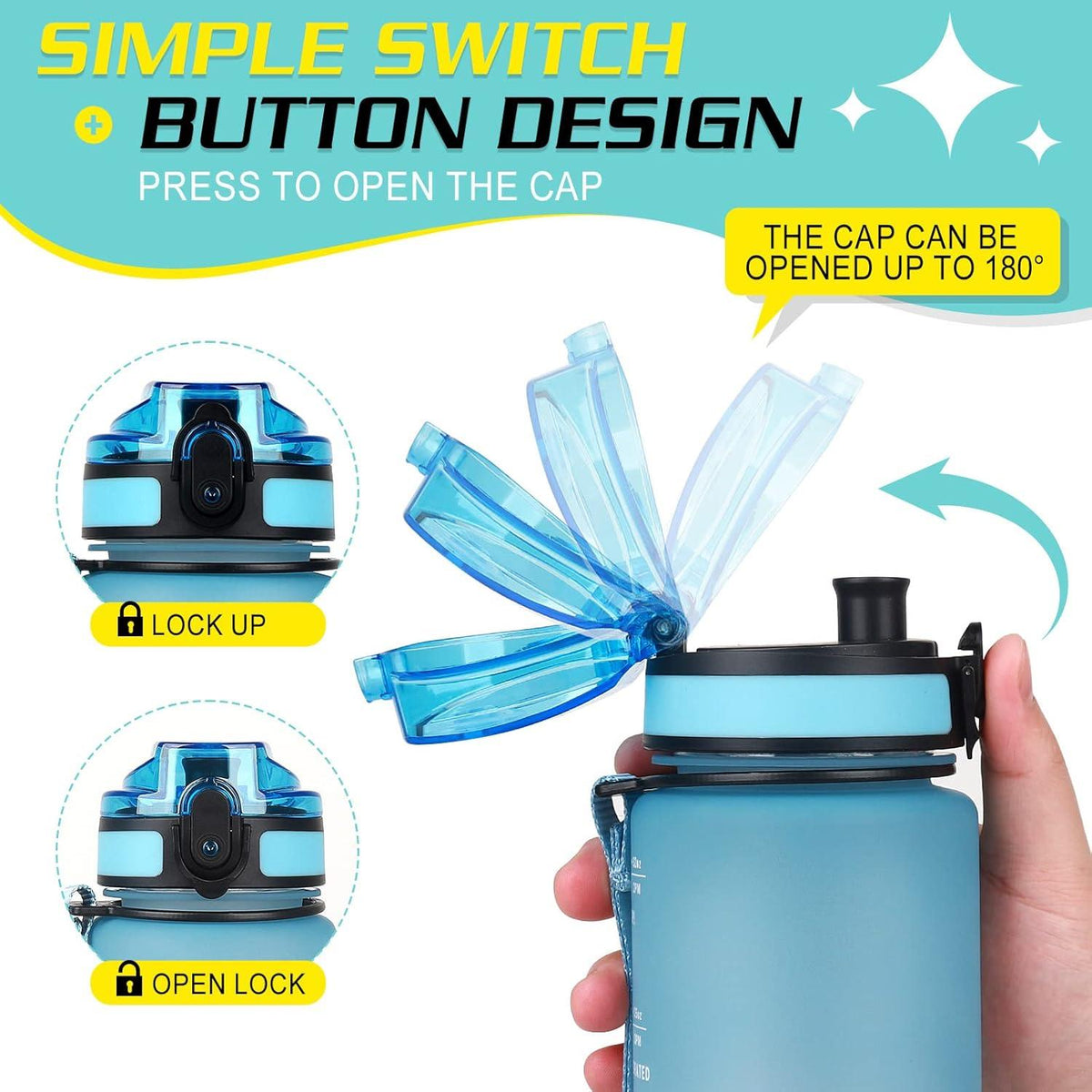 HASAGEI Trinkflasche 1L BPA-frei Sportflasche mit Verschlussdeckel & auslaufsicher