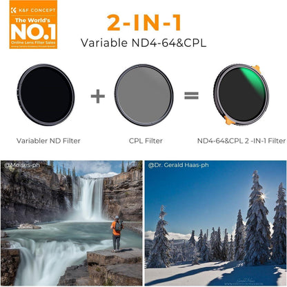 Variabler ND & CPL Filter 62mm 2-6 Blendenstufen Nano-Beschichtung