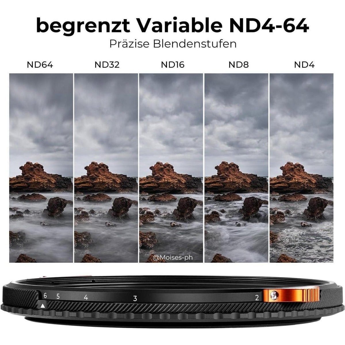 Variabler ND & CPL Filter 55mm, 2-6 Blendenstufen