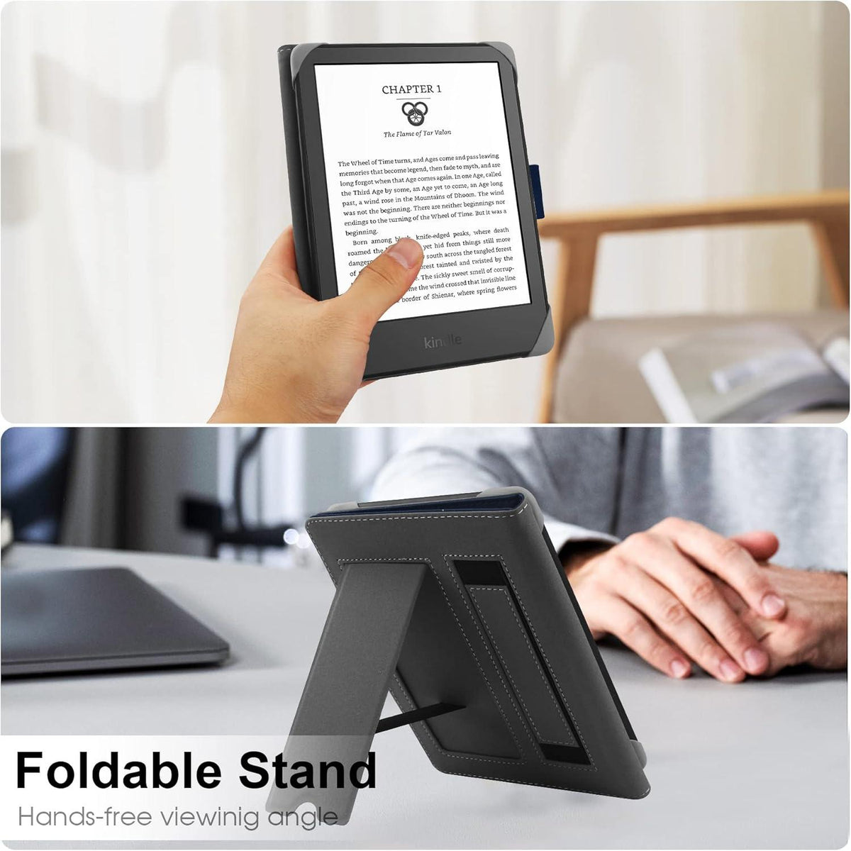 Kindle Paperwhite/Kobo Clara HD Leder Schutzhülle blau