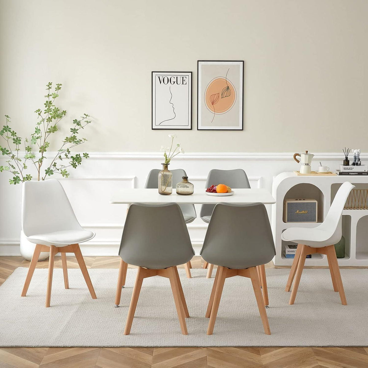 Esszimmergruppe Weiß mit 6 Stühlen – Modern & Komfortabel