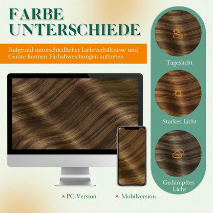 Echthaar Tape Extensions Braun Balayage Ombre 60cm