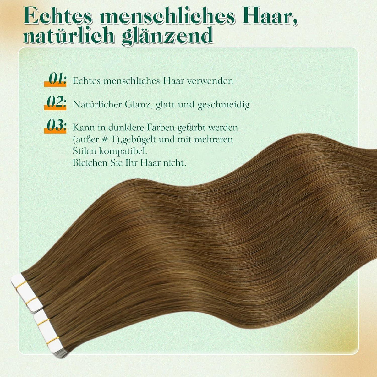 Echthaar Tape Extensions Braun 60cm – Natürliche Verlängerung