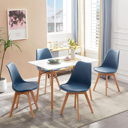 Esszimmerstühle Set 4er Buche Holz, Skandinavisch Morandi Dunkelblau