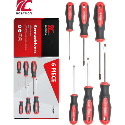 Schraubendreher-Set 6-teilig mit magnetischer Spitze, Rot