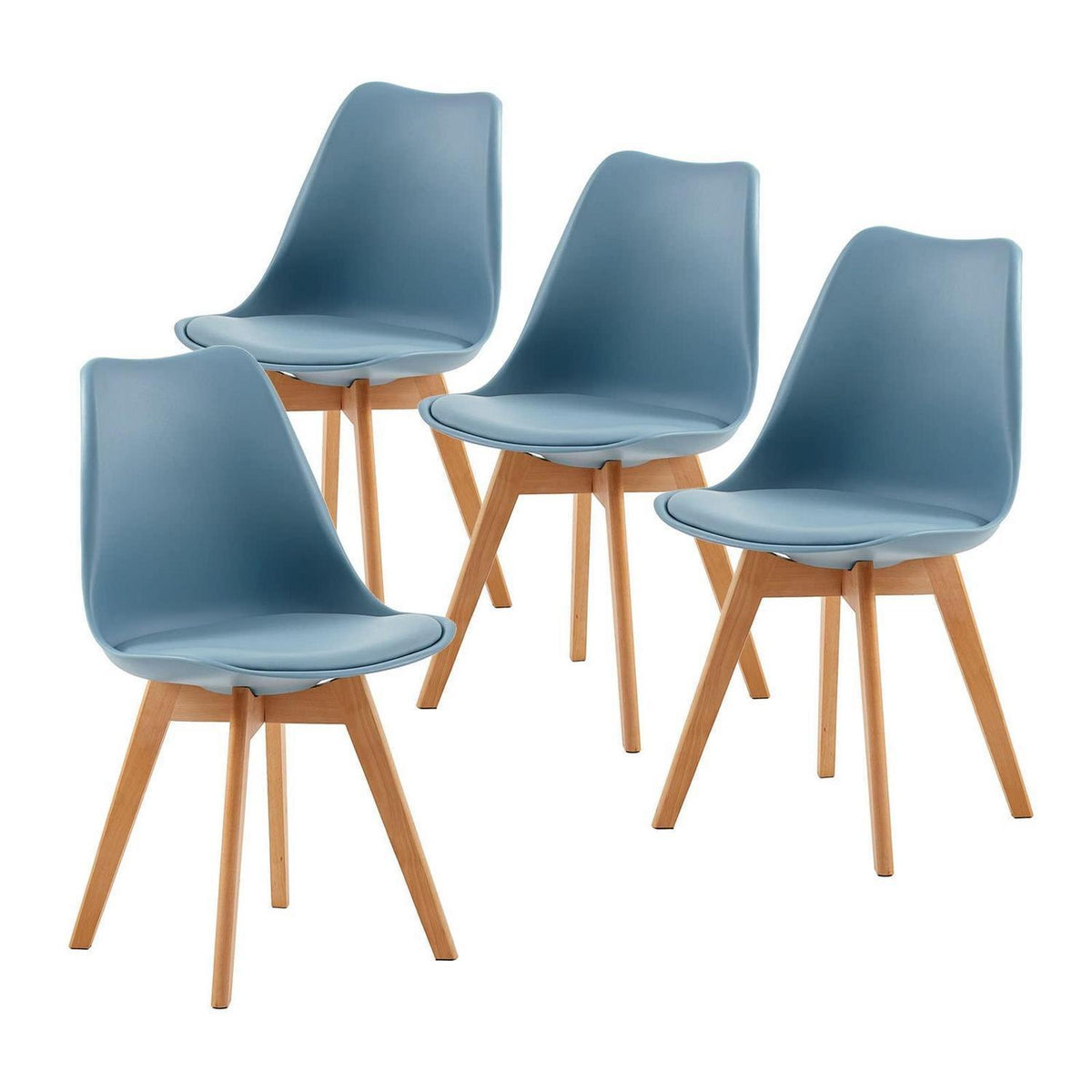 Esszimmerstühle Set 4er Buche Holz, Skandinavisch Morandi Lichtblau