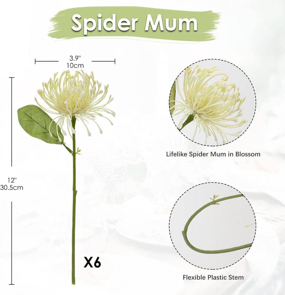 Kunstblumen Chrysantheme biegsamen Stiel Cream 30cm