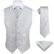 Herren Weste Krawatte Einstecktuch Set Jacquard Gelb 3XL