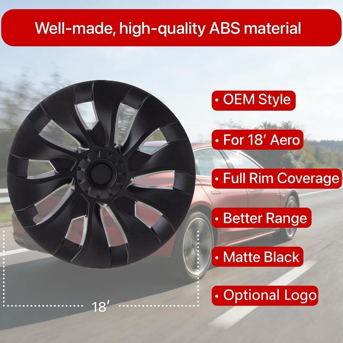 Radkappen Tesla Model 3 18 Zoll Mattschwarz Aero