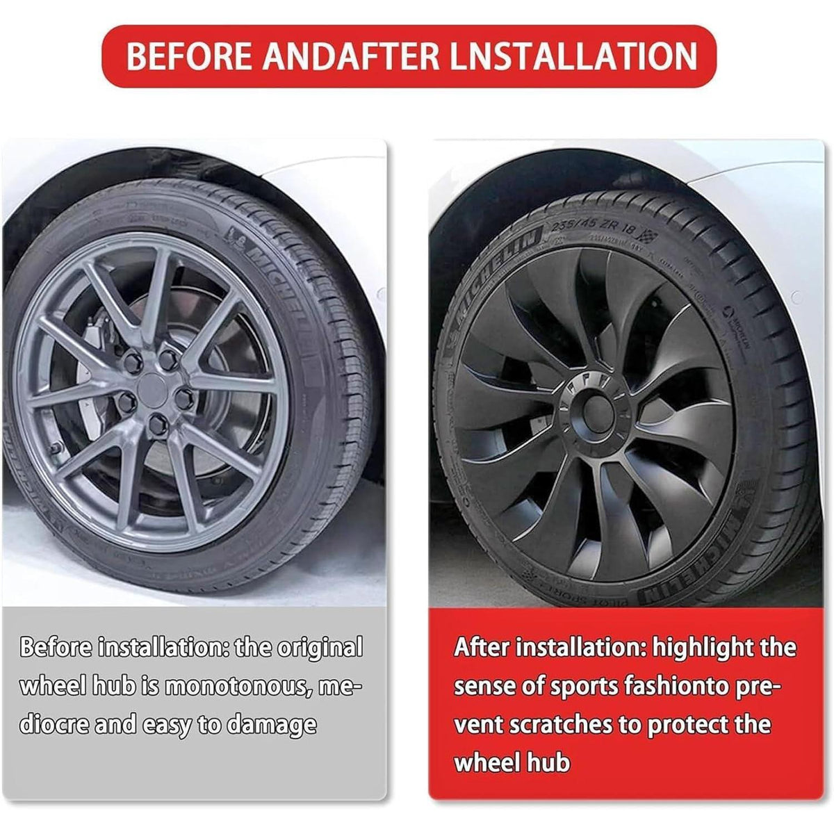 Radkappen Tesla Model 3 18 Zoll Mattschwarz Aero