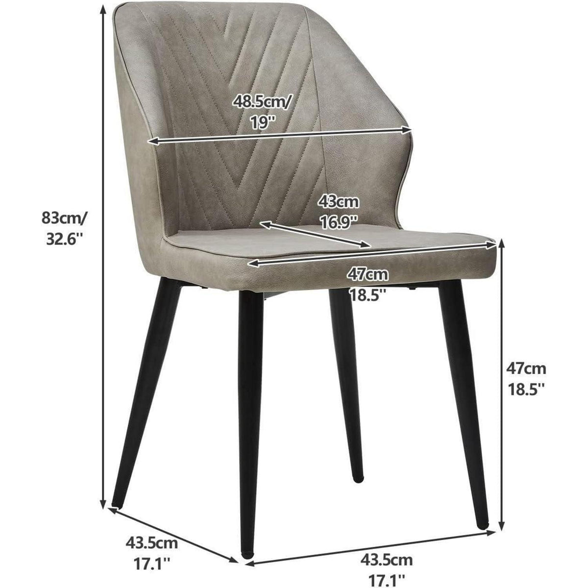 Gepolsterte Esszimmerstühle Set (4) – Hellgrau, Vintage Stil