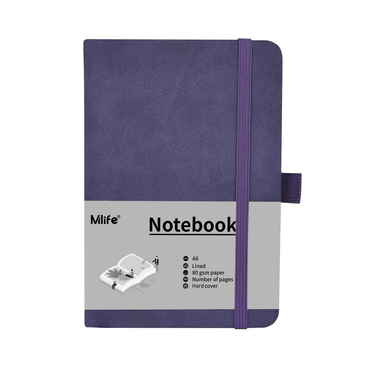A6 Notizbuch mit Verschlussband & Stifthalter – Lila