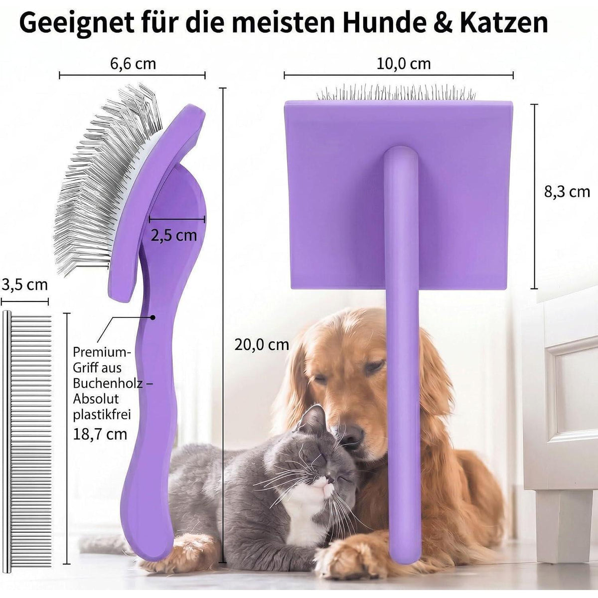 Slicker Bürste für Hunde & Katzen – Langhaar & Unterwolle
