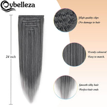Clip-In Haarverlängerung glatt, 60cm Schwarz Ombre Grau