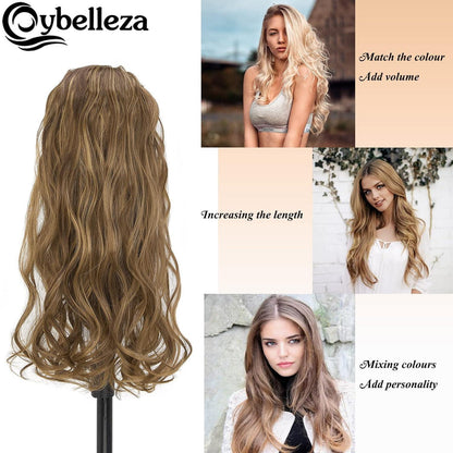 Welliges Haarverlängerung Clip-In 50cm Hellblond & Aschbraun