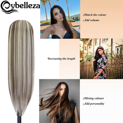 Clip-In Haarverlängerung glatt, 60cm, Hellbraun & Blond