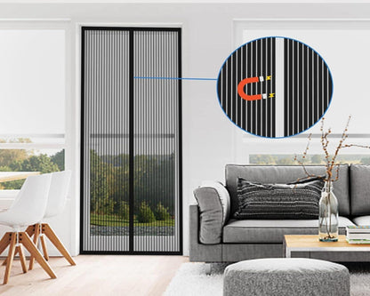 Fliegengitter Magnet Tür Insektenschutz Vorhang 85x200cm Schwarz