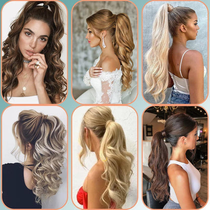 Pferdeschwanz Extension 60cm Sandy Blonde & Gebleichtes Blond