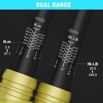 Drehmomentschlüssel 1/4 Zoll, 2,3-27,1 Nm, Dual-Direction