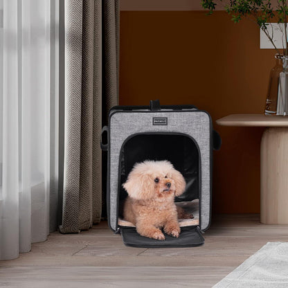 Faltbare Hundebox Grau S – Kratzfest mit Plüschkissen
