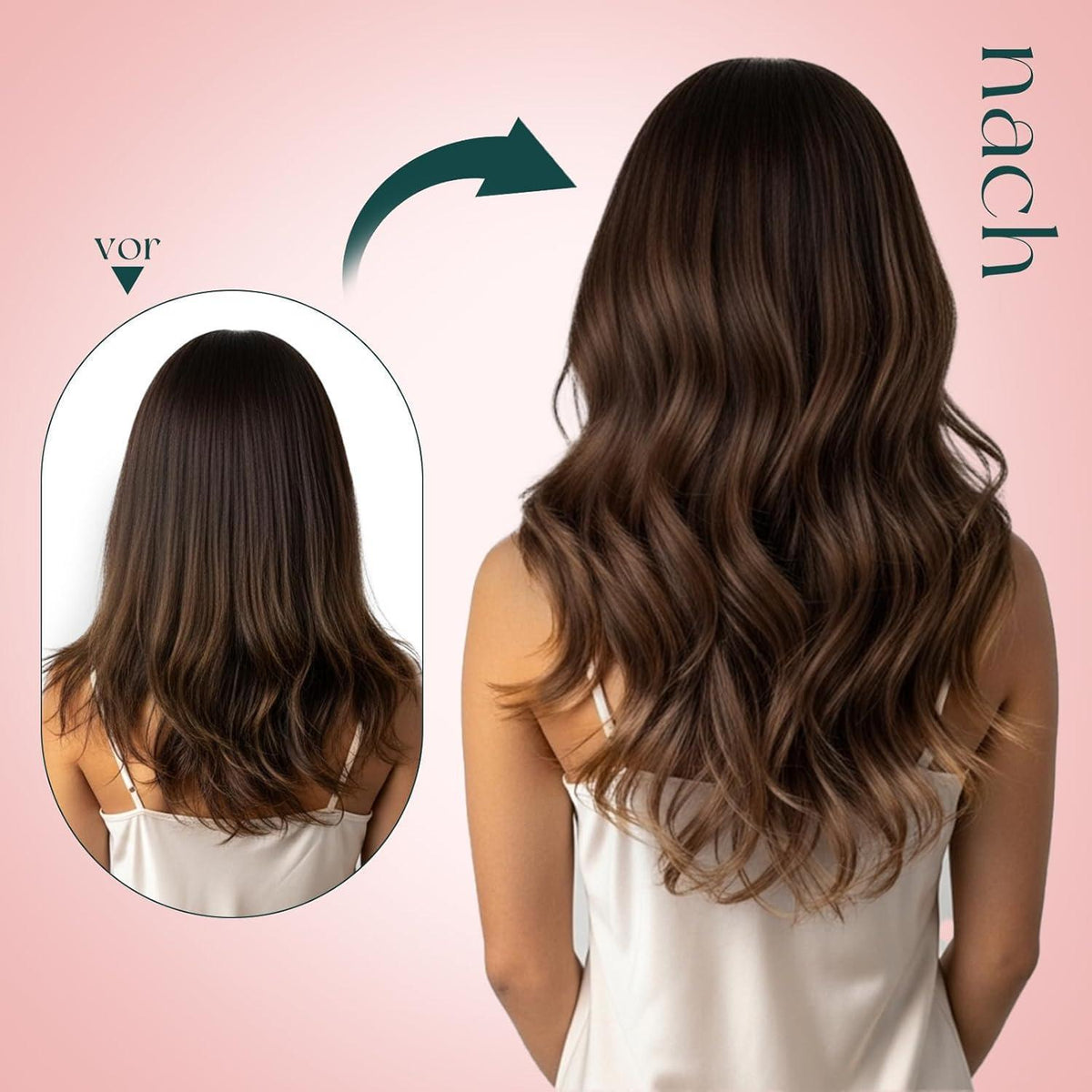 Balayage Clip-in Extensions Schwarz Silber Echthaar 55cm