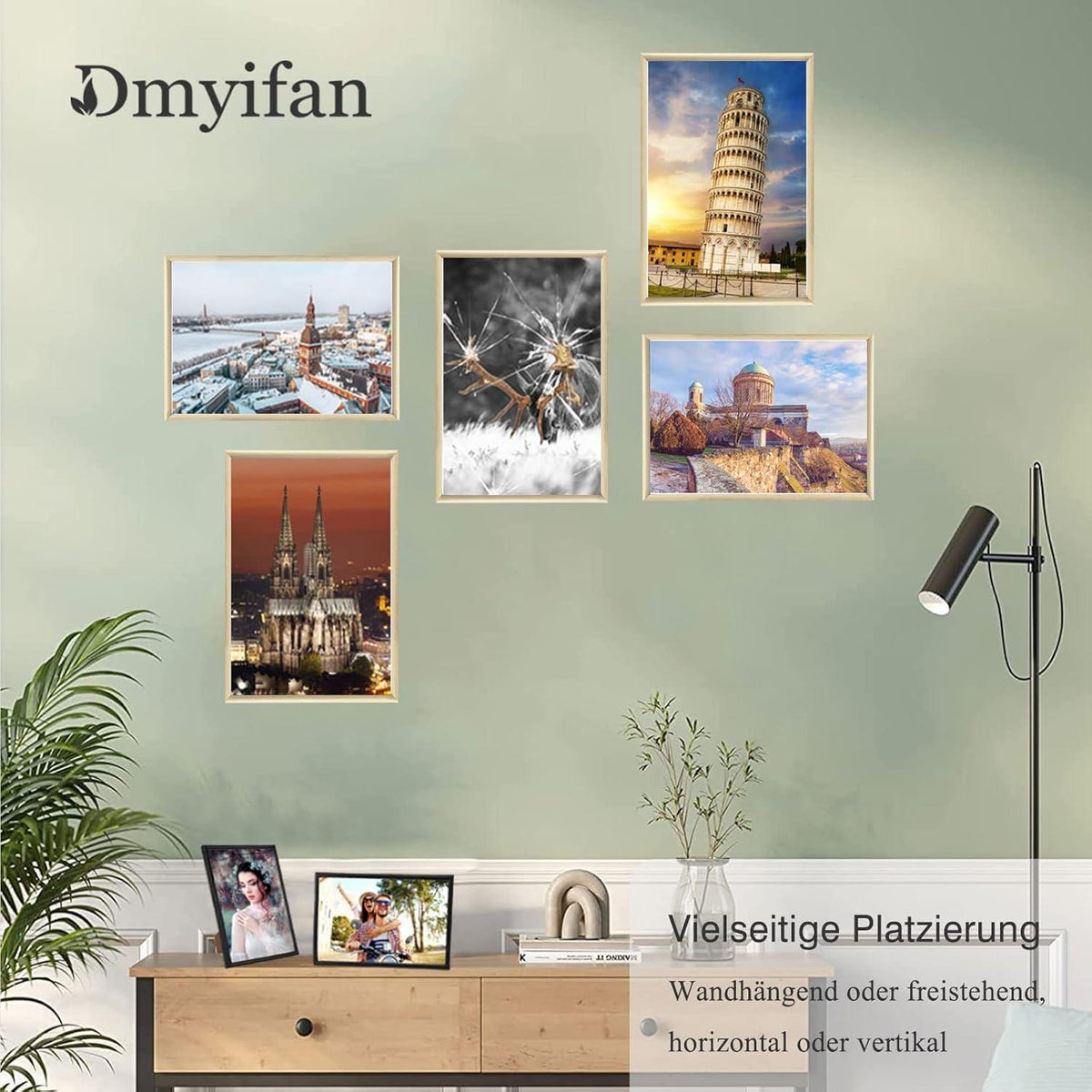 Dmyifan 5er Set Bilderrahmen DIN 7'' Plexi-Glas Holz Portraitrahmen