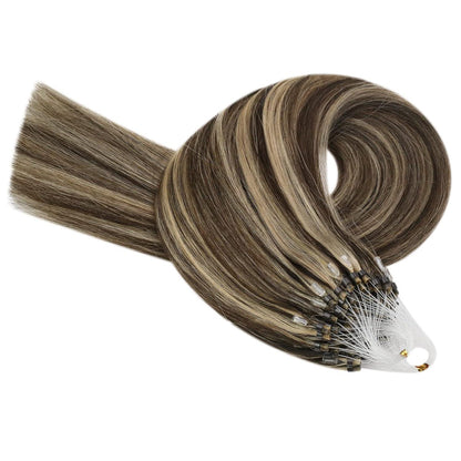 Braune Microring Haarverlängerung Echthaar 45cm #P4/27