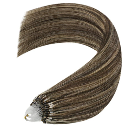 Braune Microring Haarverlängerung Echthaar 45cm #P4/27