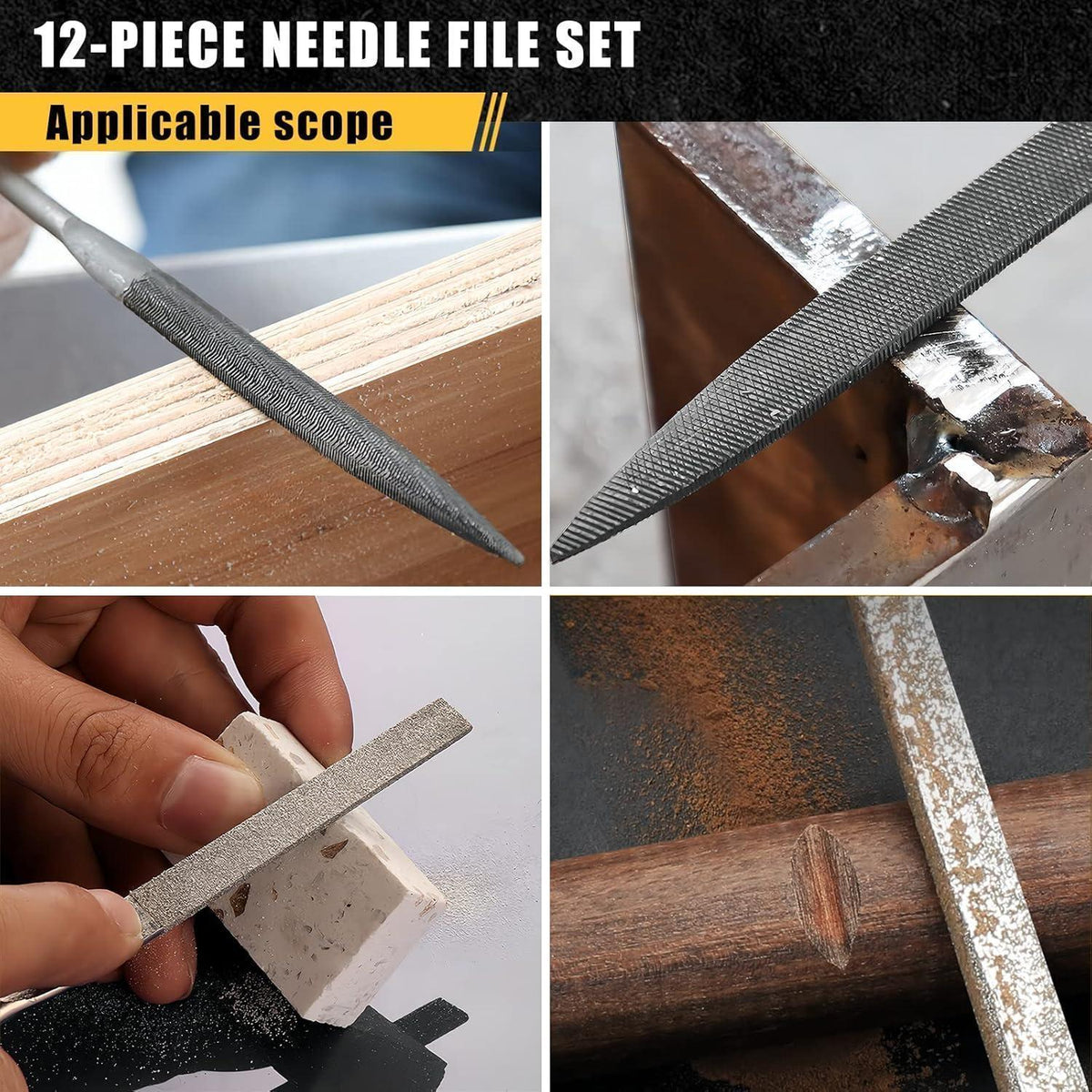 Nadelfeilen Set 12tlg – Metall, Diamant & Werkzeugtasche