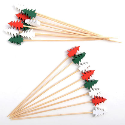 Weihnachtsbaum Cocktailspieße – 100 Holzspieße für Party & Snacks