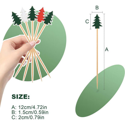 Weihnachtsbaum Cocktailspieße – 100 Holzspieße für Party & Snacks