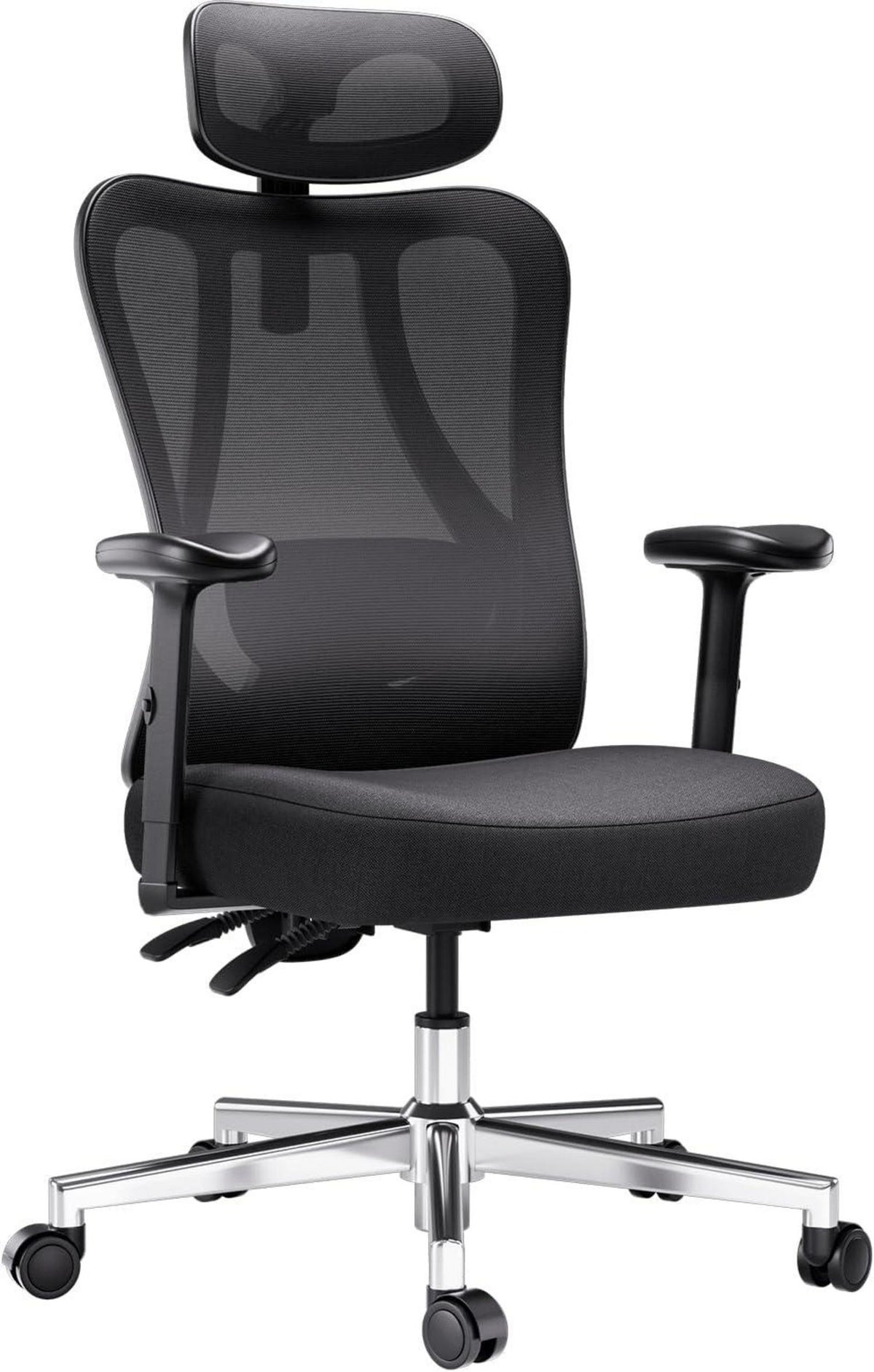 Ergonomischer Bürostuhl mit verstellbarer Kopfstütze, Lordosenstütze
