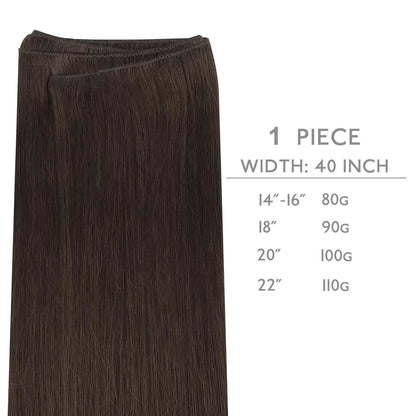 Echthaar Tressen 40cm Dunkelbraun - Haarverlängerung Weft