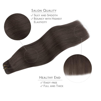Echthaar Tressen Dunkel Braun - 35cm, 80g, Weft