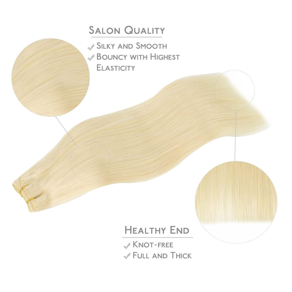 Echthaar Tressen Platinblond – Remy Weft Haarverlängerung 35cm