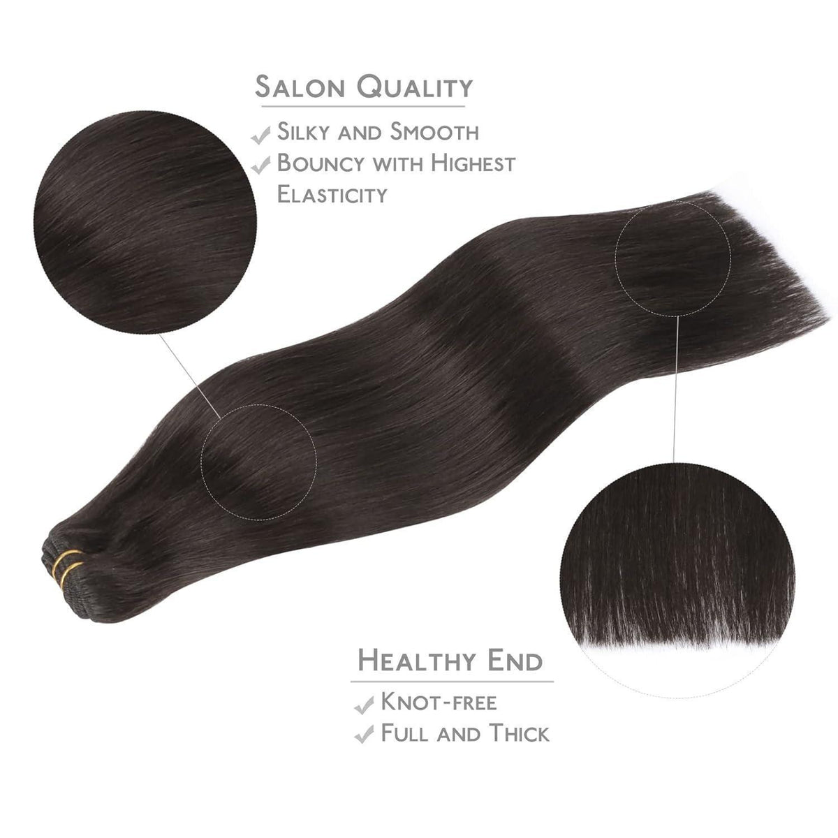 Echthaar Tressen 50cm - 100g Schwarz - Zum Einnähen