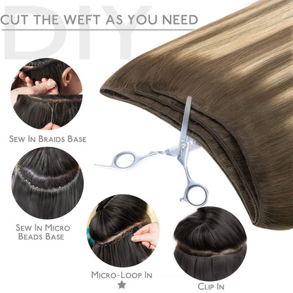 Echthaar Tressen Balayage Schoko-Karamell 35cm 80g