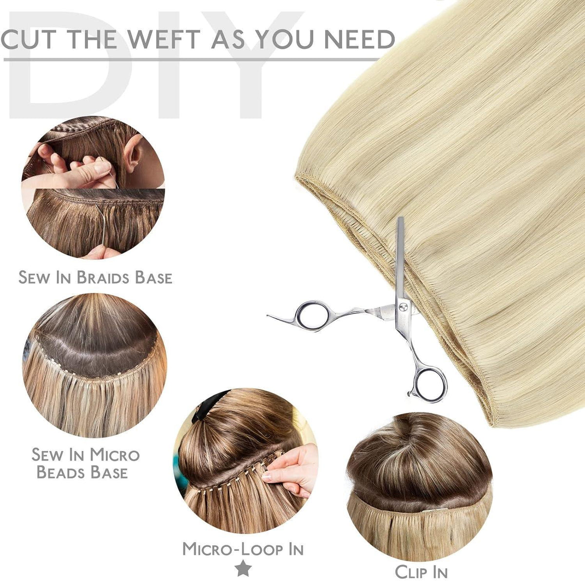 Echthaar Tressen Aschblond Highlights – 40cm, 80g