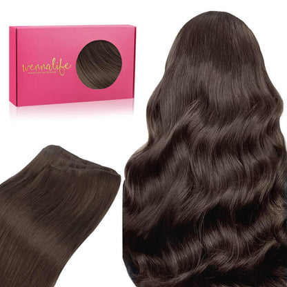 Echthaar Tressen 35cm - Helles Dunkel Braun Weft