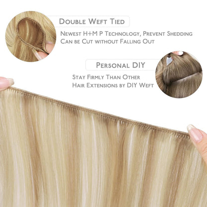 Echthaar Tressen Hellblond Highlights – 45cm, 90g