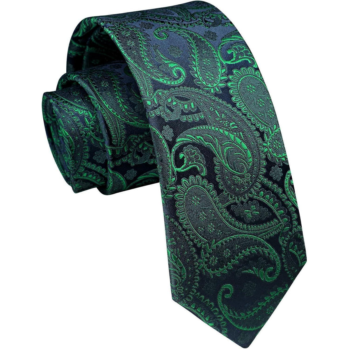 Schmale Herren Krawatte 6cm Grünes Paisley für Business & Hochzeit