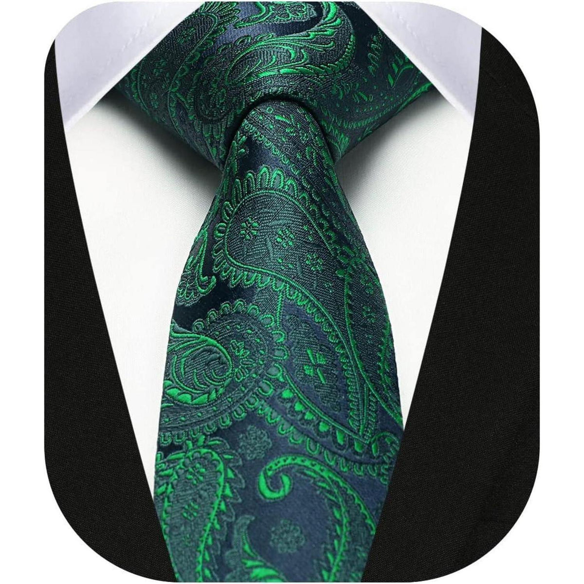 Schmale Herren Krawatte 6cm Grünes Paisley für Business & Hochzeit