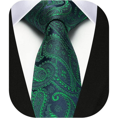 Schmale Herren Krawatte 6cm Grünes Paisley für Business & Hochzeit