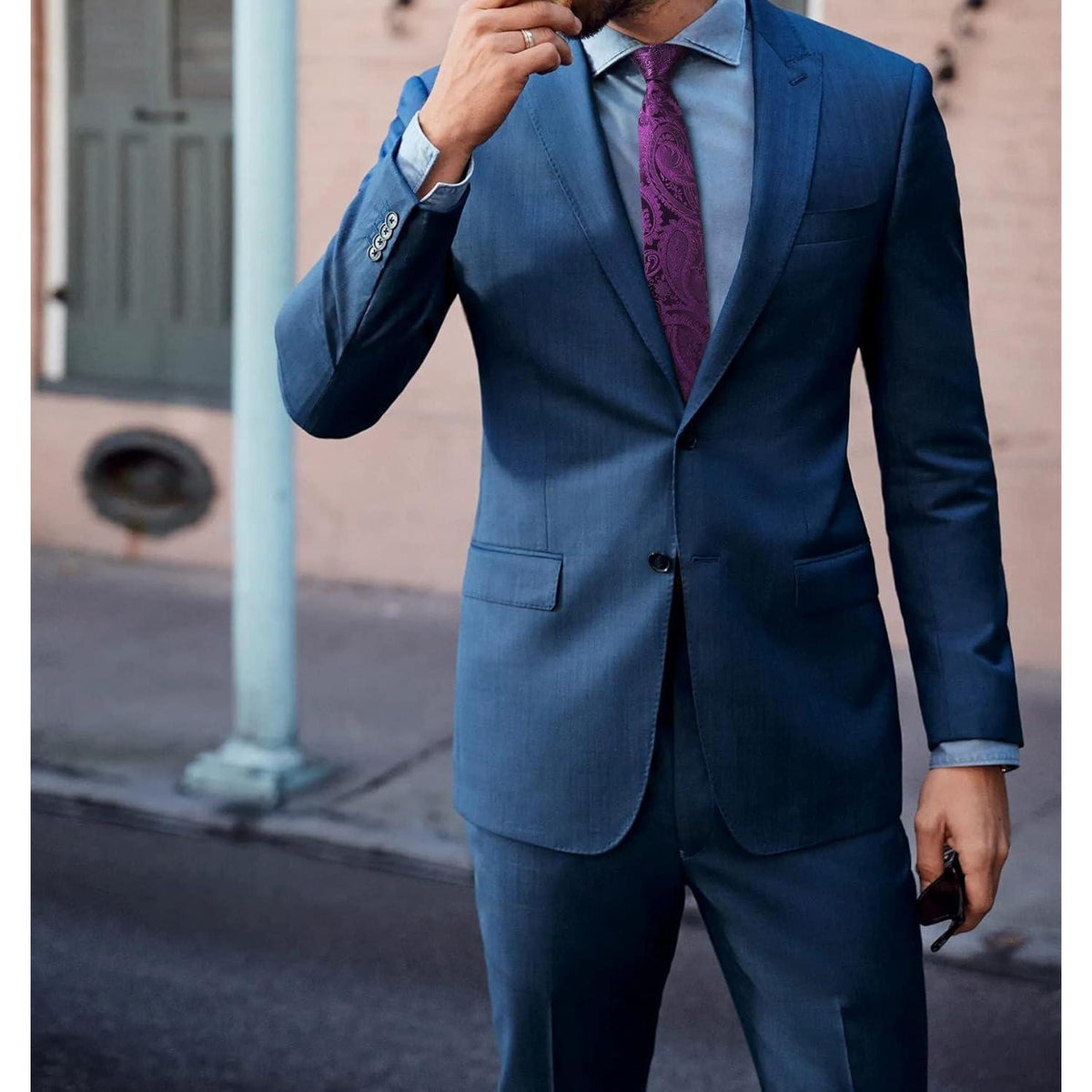 Schmale Herren Krawatte Lila Paisley 6cm für Business & Hochzeit