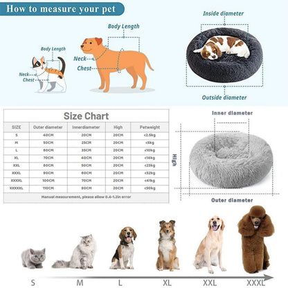 Flauschiges Hundebett Katzenbett Donut 100cm Dunkelrosa