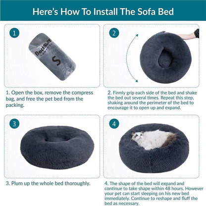Flauschiges Hundebett Katzenbett Donut 100cm Dunkelrosa