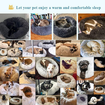 Flauschiges Hundebett Katzenbett Donut 100cm Dunkelrosa